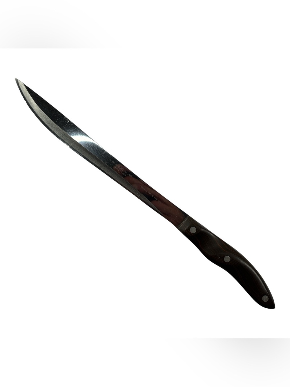 Cutco 1023 Serrated 9" Carving Slicing Knife Stainless Blade Brown Swirl Handle